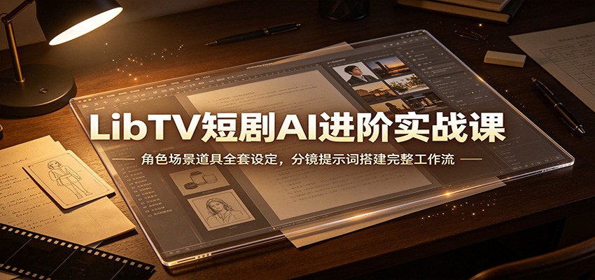 LibTV短剧AI进阶实战课：角色场景道具全套设定，分镜提示词搭建完整工作流-爱搭资源网