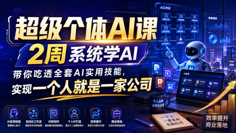 超级个体AI课，2周系统学AI，带你吃透全套AI实用技能，实现一个人就是一家公司(更新0818)-爱搭资源网