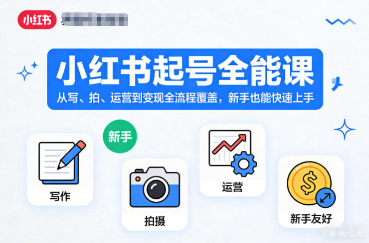 小红书起号全能课，从写、拍、运营到变现全流程覆盖，新手也能快速上手(更新)-爱搭资源网