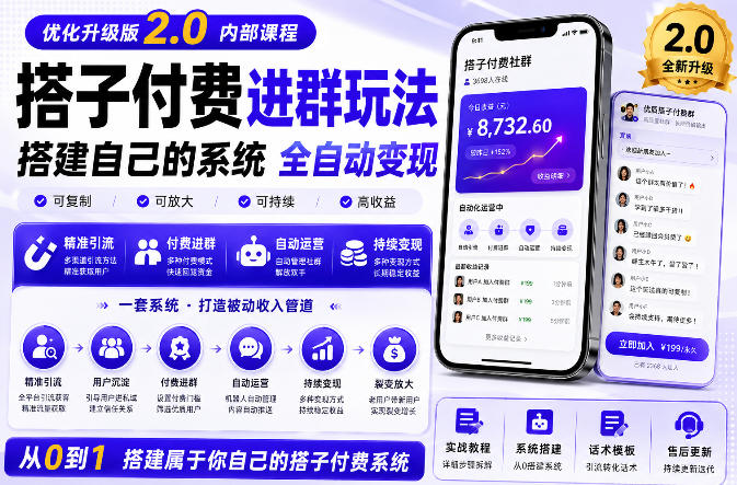 搭建群系统实战项目玩法，搭建整套付费进群系统，实现全天被动收益-爱搭资源网