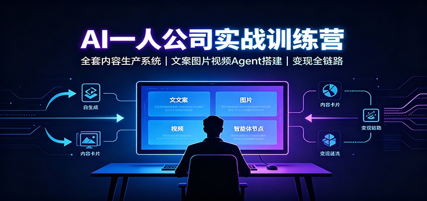 AI创作一人公司实战训练营：全套内容生产系统，文案图片视频Agent搭建变现全链路-爱搭资源网