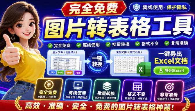 图片表格识别提取工具，支持一键从图片中智能提取表格并导出Excel文件，可离线免网运行，FastTableOCR-爱搭资源网