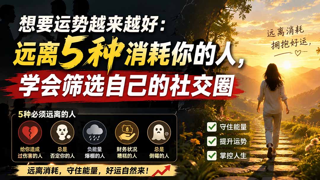 付费文章：想要运势越来越好：远离5种消耗你的人，学会筛选自己的社交圈-爱搭资源网