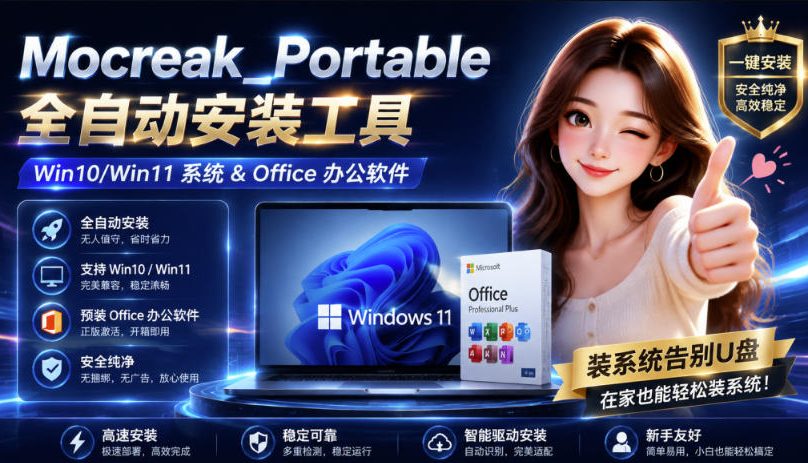 Mocreak全自动安装office和win10、win11系统，告别U盘装系统，使用安全可靠-爱搭资源网
