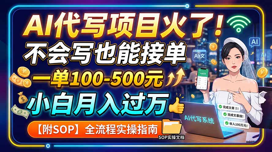 AI代写项目火了！不会写也能接单，一单100-500元，小白月入过万【附SOP】-爱搭资源网