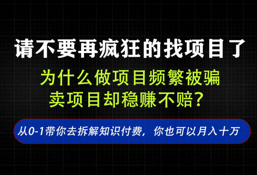 找项目？别傻了！卖项目才是真的一本万利！看完你全都懂了【揭秘】-爱搭资源网
