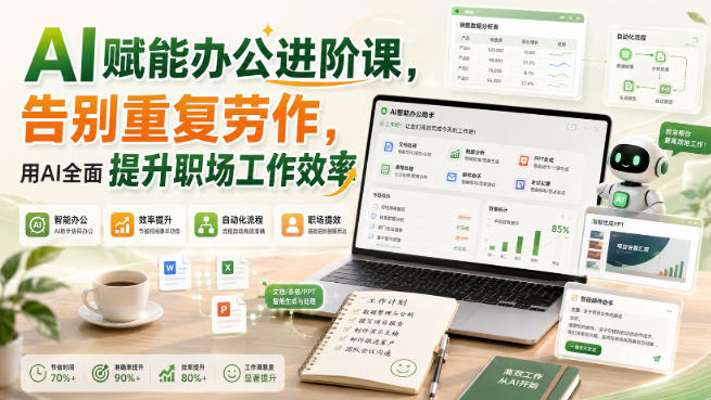 AI赋能办公进阶课，告别重复劳作，用AI全面提升职场工作效率-爱搭资源网