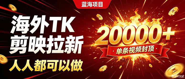海外TK拉新新玩法，剪映就能做，不用经验不用粉丝，单条视频收益上限20000+-爱搭资源网