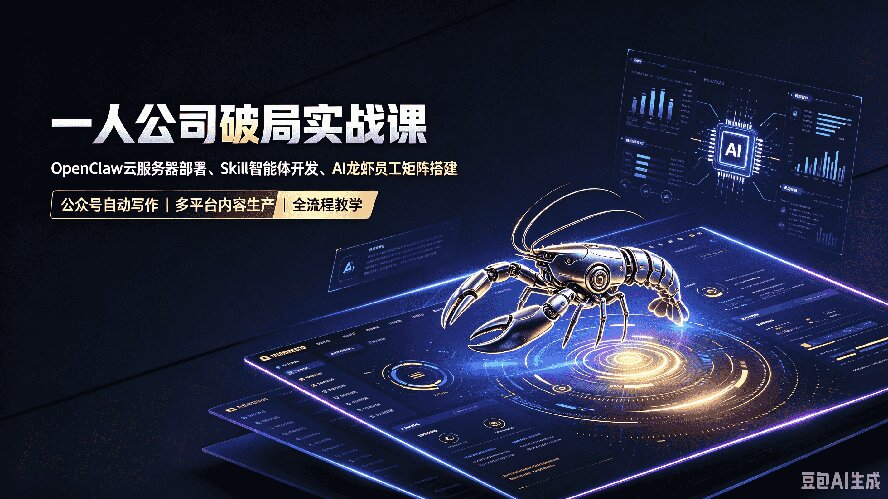 一人公司破局实战课｜OpenClaw云服务器部署、Skill智能体开发、AI龙虾员工矩阵搭建，公众号自动写作与多平台内容…-爱搭资源网