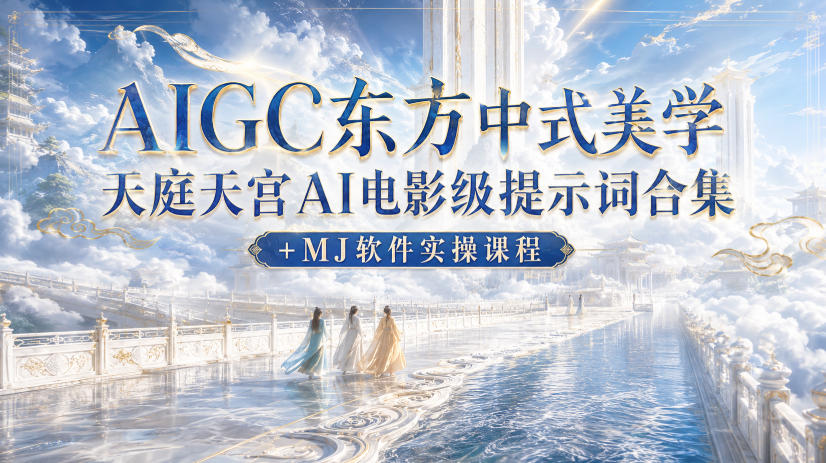 AIGC东方中式美学天庭天宫AI电影级提示词合集+MJ软件实操课程-爱搭资源网