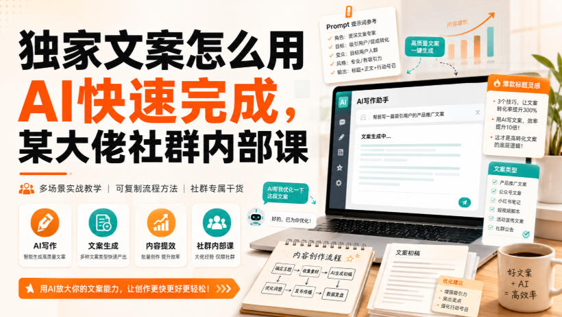 独家文案怎么用AI快速完成，某大佬社群内部课-爱搭资源网