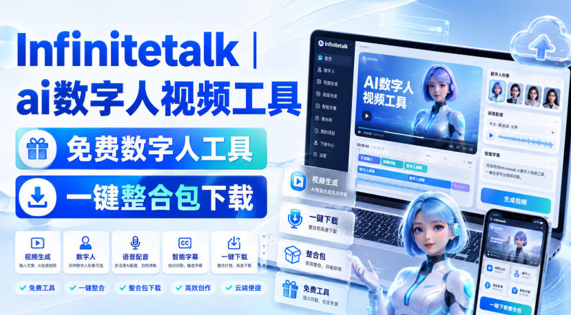 Infinitetalk丨ai数字人视频工具，免费数字人工具，一键整合包下载-爱搭资源网