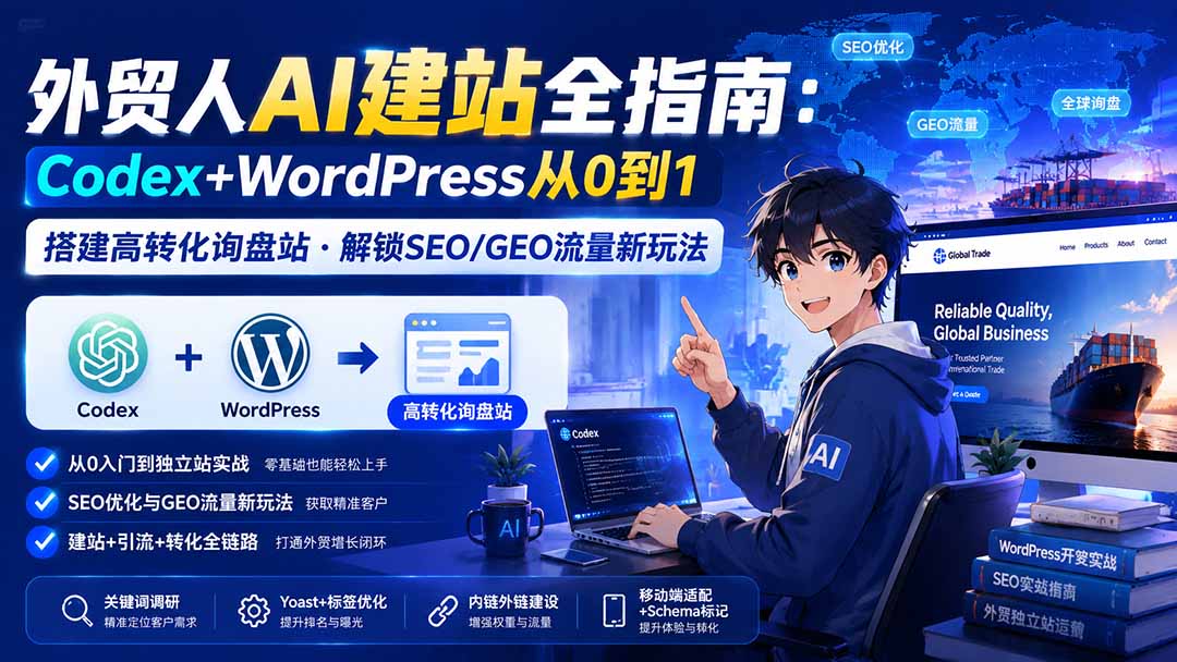 外贸人AI建站全指南：Codex+WordPress从0到1·搭建高转化询盘站·解锁SEO/GEO流量新玩法-更新8月-爱搭资源网