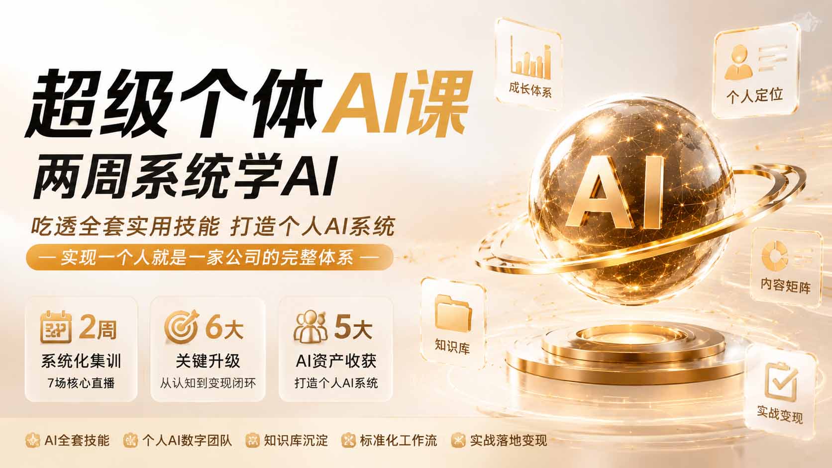 超级个体AI课 两周系统学AI；吃透全套实用技能打造个人AI系统，实现一个人就是一家公司的完整体系(更新0823-爱搭资源网