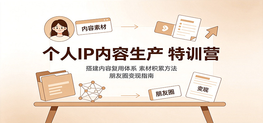 个人IP内容生产特训营：搭建内容复用体系，素材积累方法，朋友圈变现指南-爱搭资源网