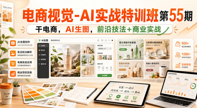 电商视觉-AI实战特训班第55期，干电商，AI生图，前沿技法+商业实战-爱搭资源网