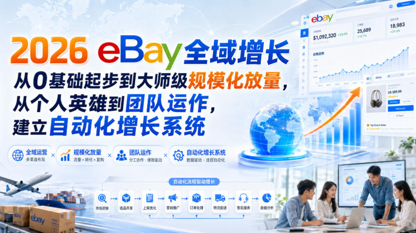 2026 eBay全域增长，从0基础起步到大师级规模化放量，从个人英雄到团队运作，建立自动化增长系统-爱搭资源网