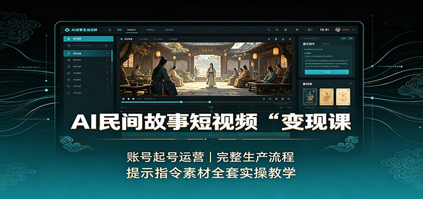 AI民间故事短视频变现课：账号起号运营，完整生产流程，提示指令素材全套实操教学-爱搭资源网