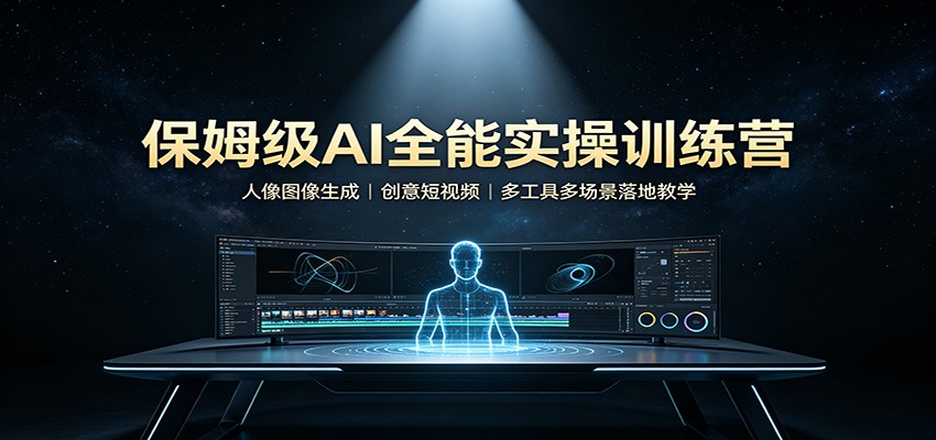 保姆级AI全能实操训练营：人像图像生成，创意短视频，多工具多场景落地教学-爱搭资源网