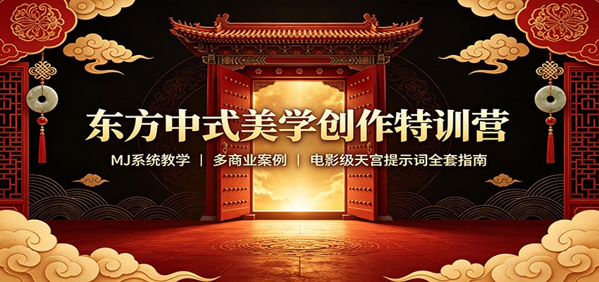东方中式美学创作特训营：MJ系统教学，多商业案例，电影级天宫提示词全套指南-爱搭资源网