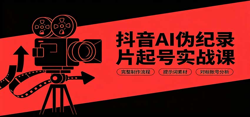 抖音AI伪纪录片起号实战课：完整制作流程，提示词素材，对标账号分析-爱搭资源网