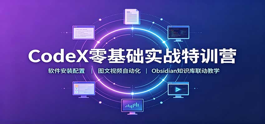 CodeX零基础实战特训营：软件安装配置，图文视频自动化，Obsidian知识库联动教学-爱搭资源网