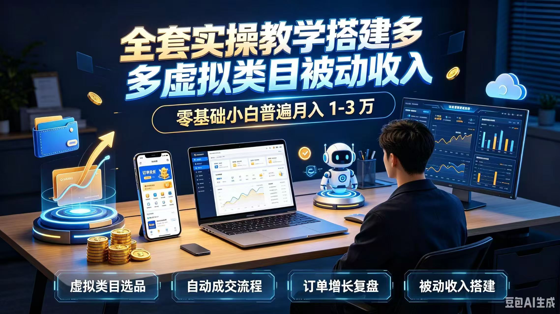全套实操教学搭建多多虚拟类目被动收入，零基础小白普遍月入 1-3 万-爱搭资源网