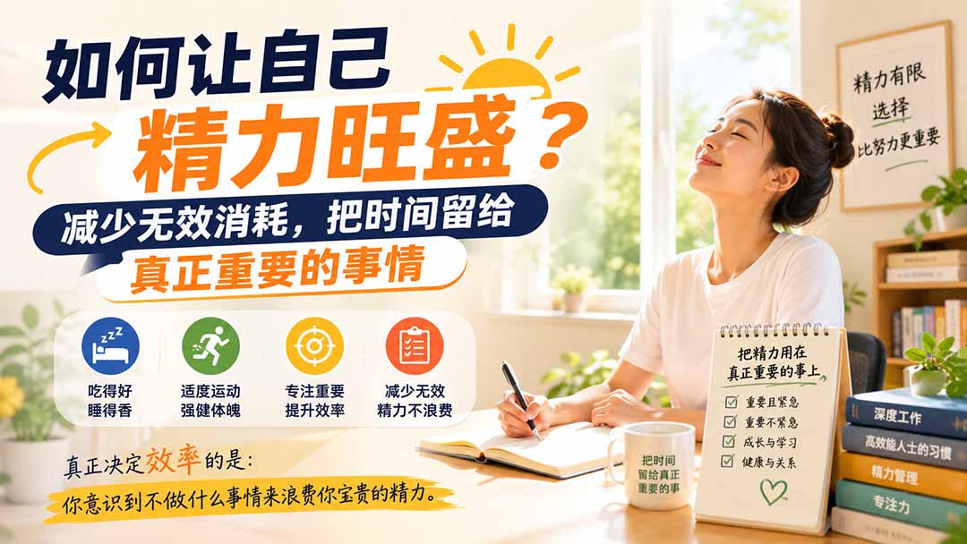 付费文章：如何让自己精力旺盛？减少无效消耗，把时间留给真正重要的事情-爱搭资源网