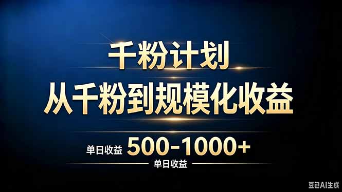 抖音千粉账号计划，从千粉到规模化收益 500-1000+单日收益-爱搭资源网