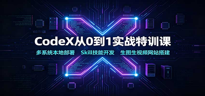 CodeX从0到1实战特训课：多系统本地部署，Skill技能开发，生图生视频网站搭建-爱搭资源网