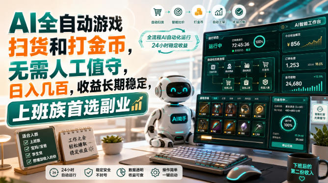 AI全自动游戏皮肤扫货和打金币，日入几百，内部方法大揭秘，0门槛！-爱搭资源网