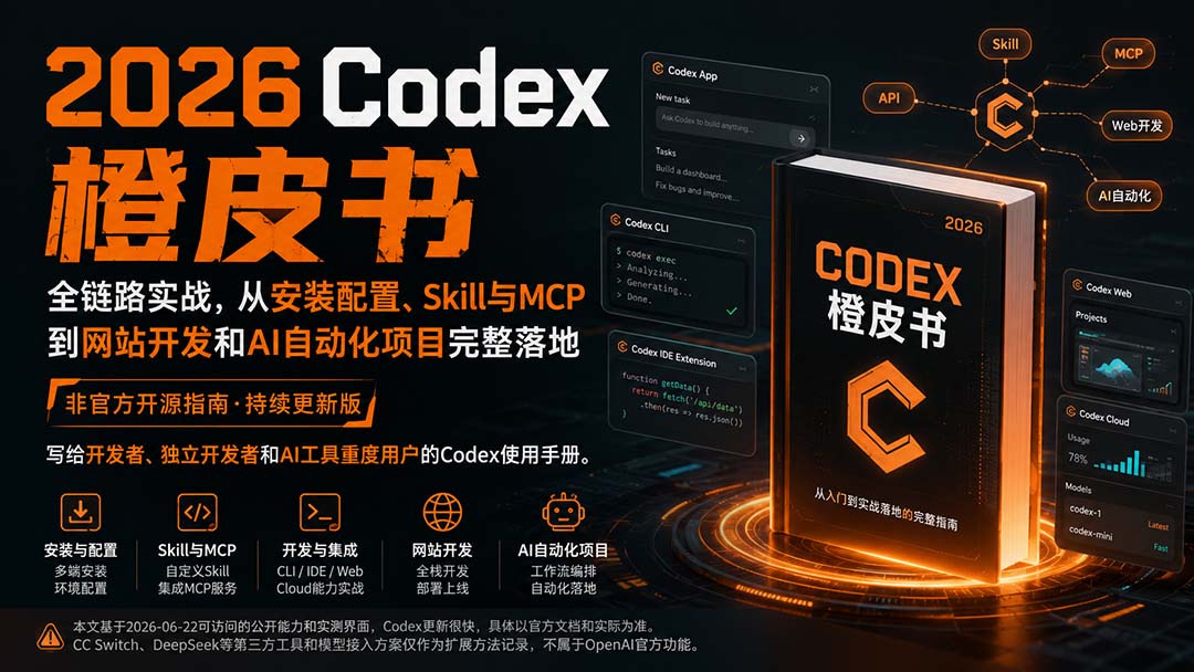 2026Codex橙皮书：全链路实战，从安装配置、Skill与MCP到网站开发和AI自动化项目完整落地-爱搭资源网