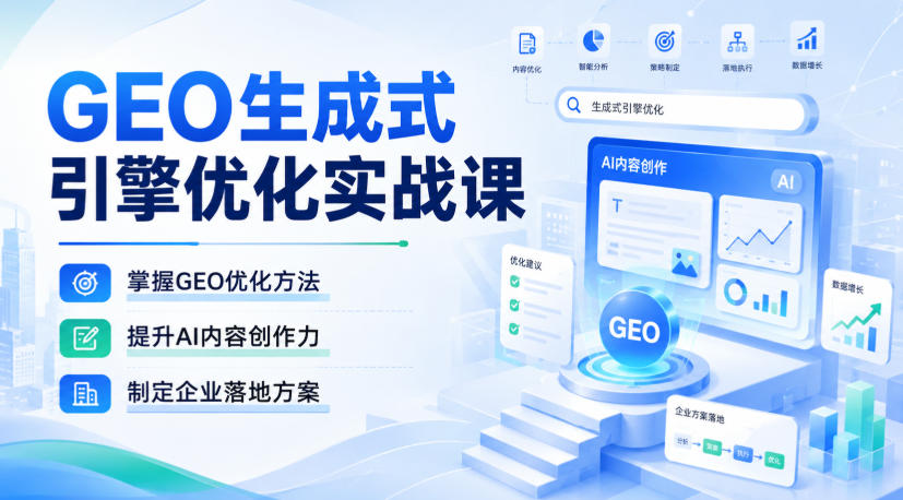 GEO生成式引擎优化实战课，掌握GEO优化方法，提升AI内容创作力，制定企业落地方案-爱搭资源网