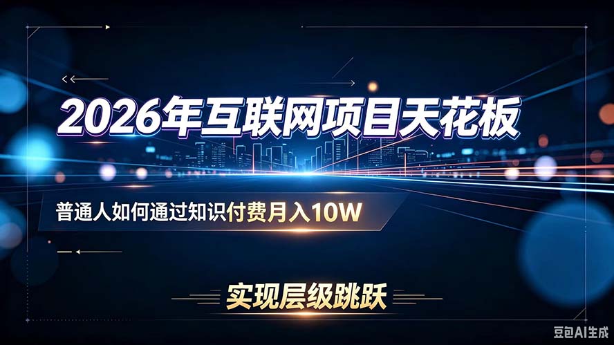 2026年互联网项目天花板：普通人如何通过知识付费月入10W，实现层级跳跃-爱搭资源网