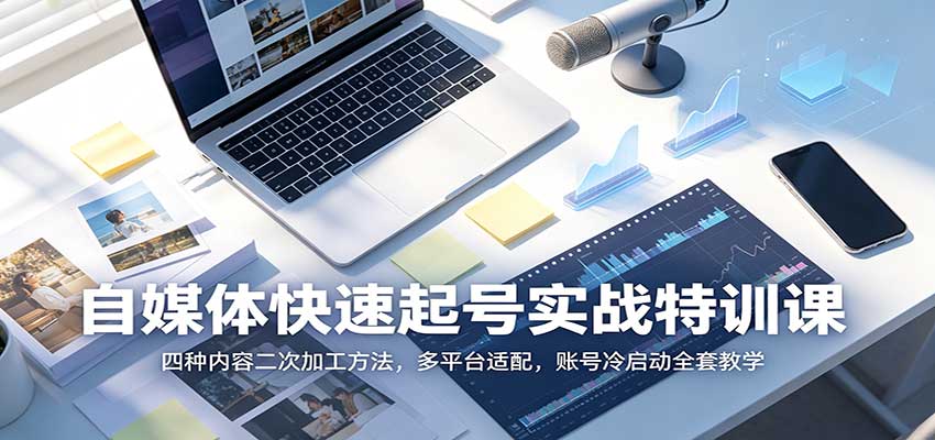 自媒体快速起号实战特训课：四种内容二次加工方法，多平台适配，账号冷启动全套教学-爱搭资源网