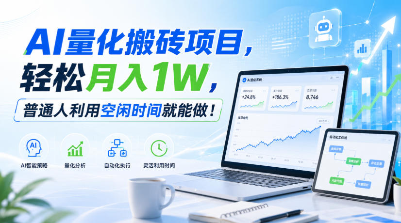 AI量化搬砖项目，轻松月入1W，新手小白也能直接入局！-爱搭资源网