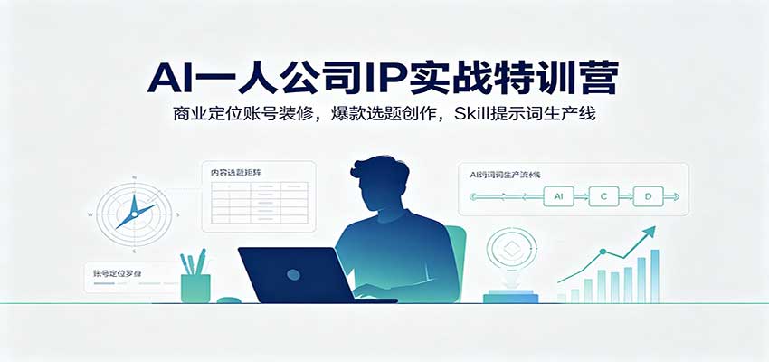 AI一人公司IP实战特训营：商业定位账号装修，爆款选题创作，Skill提示词生产线-爱搭资源网