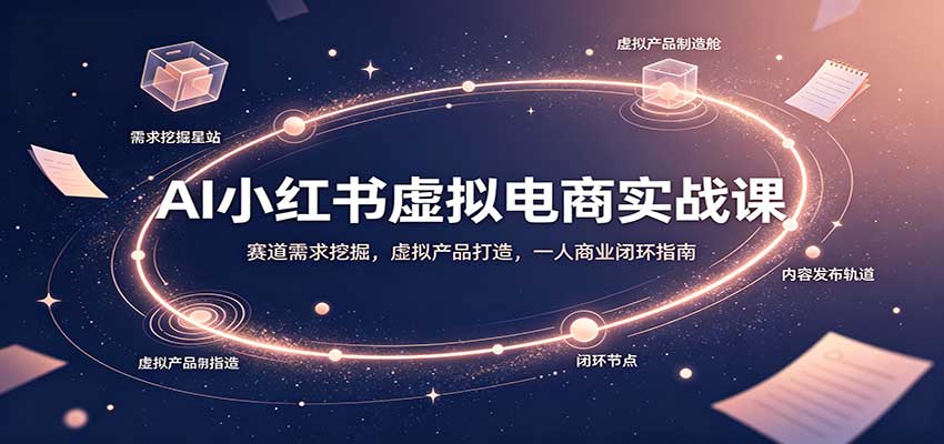 AI小红书虚拟电商实战课：赛道需求挖掘，虚拟产品打造，一人商业闭环指南-爱搭资源网