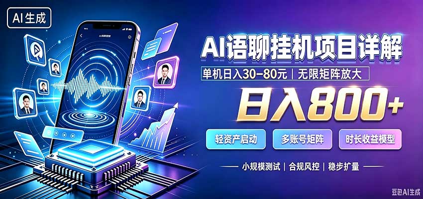 AI语聊挂机，日入800+，适用个人副业，工作室矩阵操作-爱搭资源网