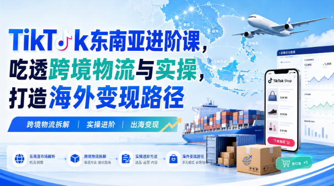 TikTok东南亚进阶课，吃透跨境物流与实操，打造海外变现路径-爱搭资源网