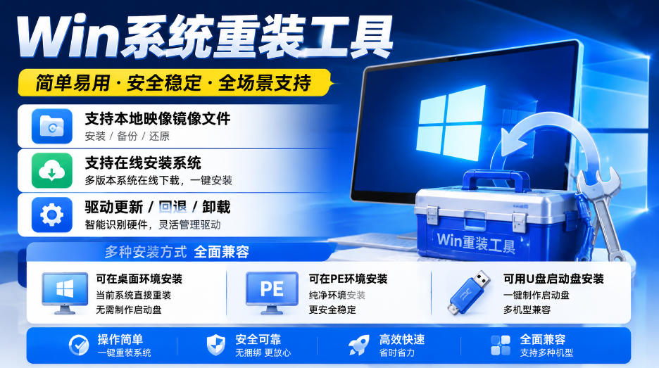 Win系统重装工具，支持本地映像镜像文件安装备份，简单易用-安全稳定-全场景支持-爱搭资源网