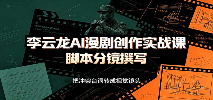 李云龙AI漫剧创作实战课：角色人设还原，脚本分镜撰写，AI漫剧成片完整制作教学-爱搭资源网