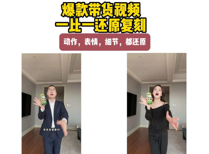 AI带货视频复刻，一比一还原加二创，动作，表情，细节，都还原，新手也能直接套用-爱搭资源网