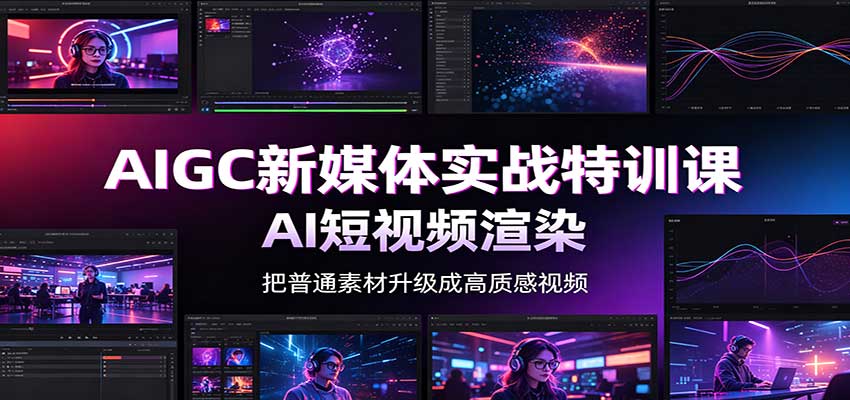 AIGC新媒体实战特训课:工具入门实操,AI短视频渲染,数字人商业视频制作-爱搭资源网