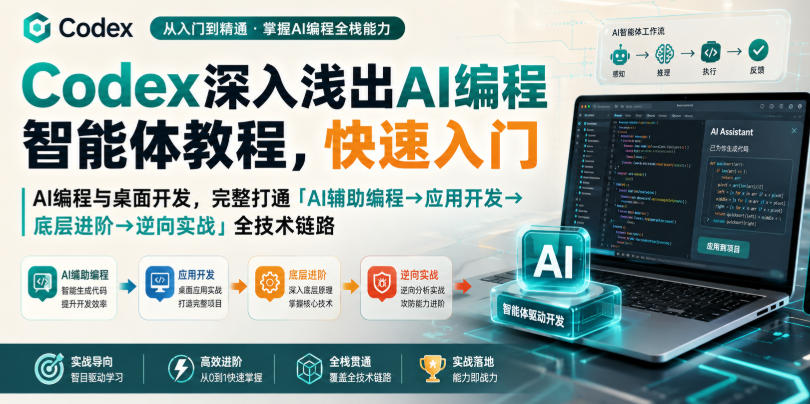 Codex深入浅出AI编程智能体教程，快速入门AI编程与桌面开发，打通「AI辅助编程→应用开发→底层进阶→逆向实战」全技术链路-爱搭资源网