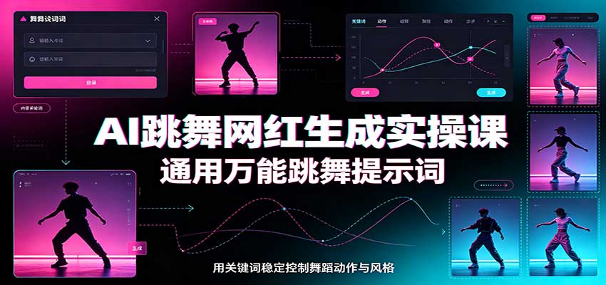AI跳舞网红生成实操课：通用万能跳舞提示词，多模型适配，人物舞蹈视频制作全套教学-爱搭资源网