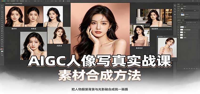 AIGC人像写真实战课：软件平台部署筹备，素材合成方法，多题材写真案例-爱搭资源网