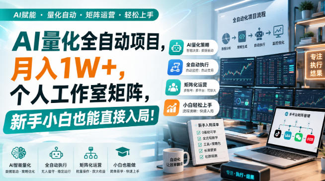 AI量化全自动项目，月入1W+，个人工作室矩阵，新手小白也能直接入局！【揭秘】-爱搭资源网