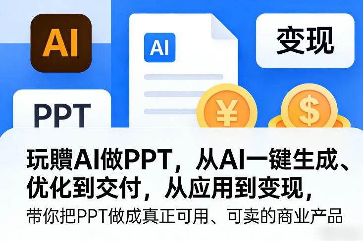 玩賺AI做PPT，从AI一键生成、优化到交付，从应用到变现，带你把PPT做成真正可用、可卖的商业产品(更新0904)-爱搭资源网