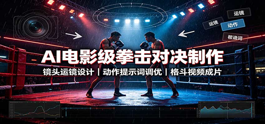AI电影级拳击对决制作：镜头运镜设计，动作提示词调优，格斗视频成片-爱搭资源网